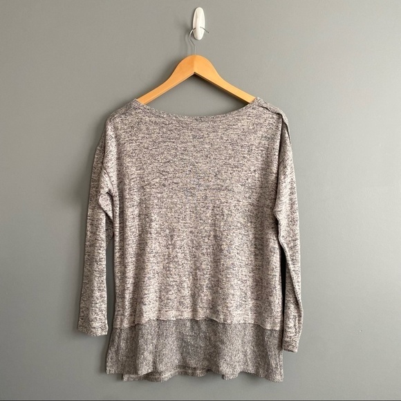 Bobeau Gray Long Sleeves Heather Layered Knit Side Slit Pullover Sweater Size S - Picture 9 of 11